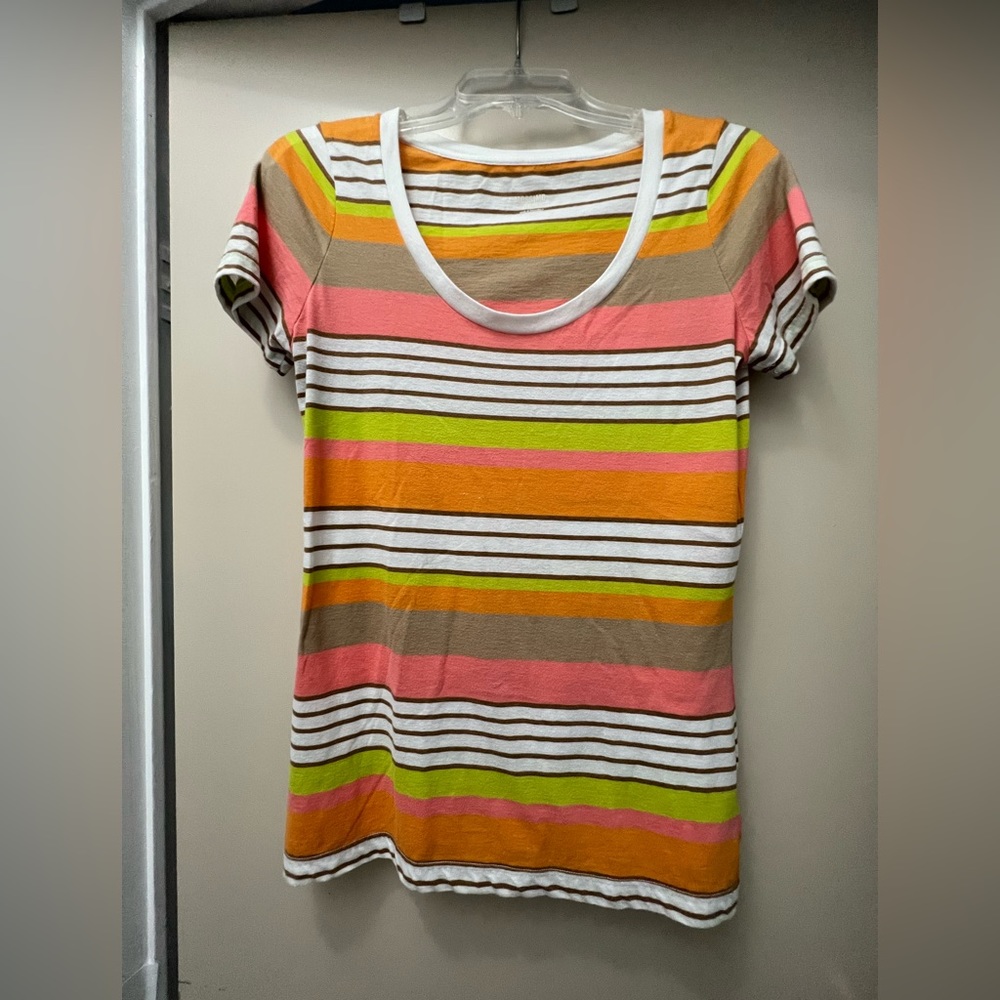 Multi-color Striped Scoop neck Tee - Picture 1 of 3